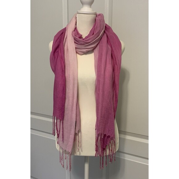 Bloomingdales Exclusive Womens Scarf Wrap Pink Ombre Lightweight 100% Viscose - Picture 1 of 12
